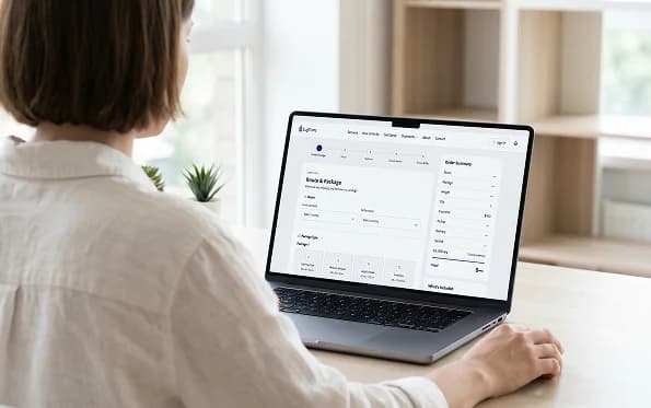 Customer booking pickup on laptop